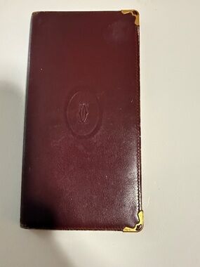 Cartier Leather Long Wallet with Gold Corners